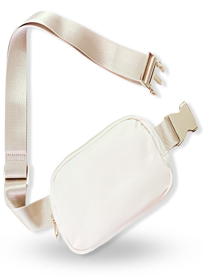 CITRUSY Boutique Belt Bag | Crossbody Fanny Pack for Women Fashionable Cute Mini Everywhere Bum Hip Waist Small Fashion Travel Chest Gold Accessories Adjustable Extended Strap Cream - Image 1